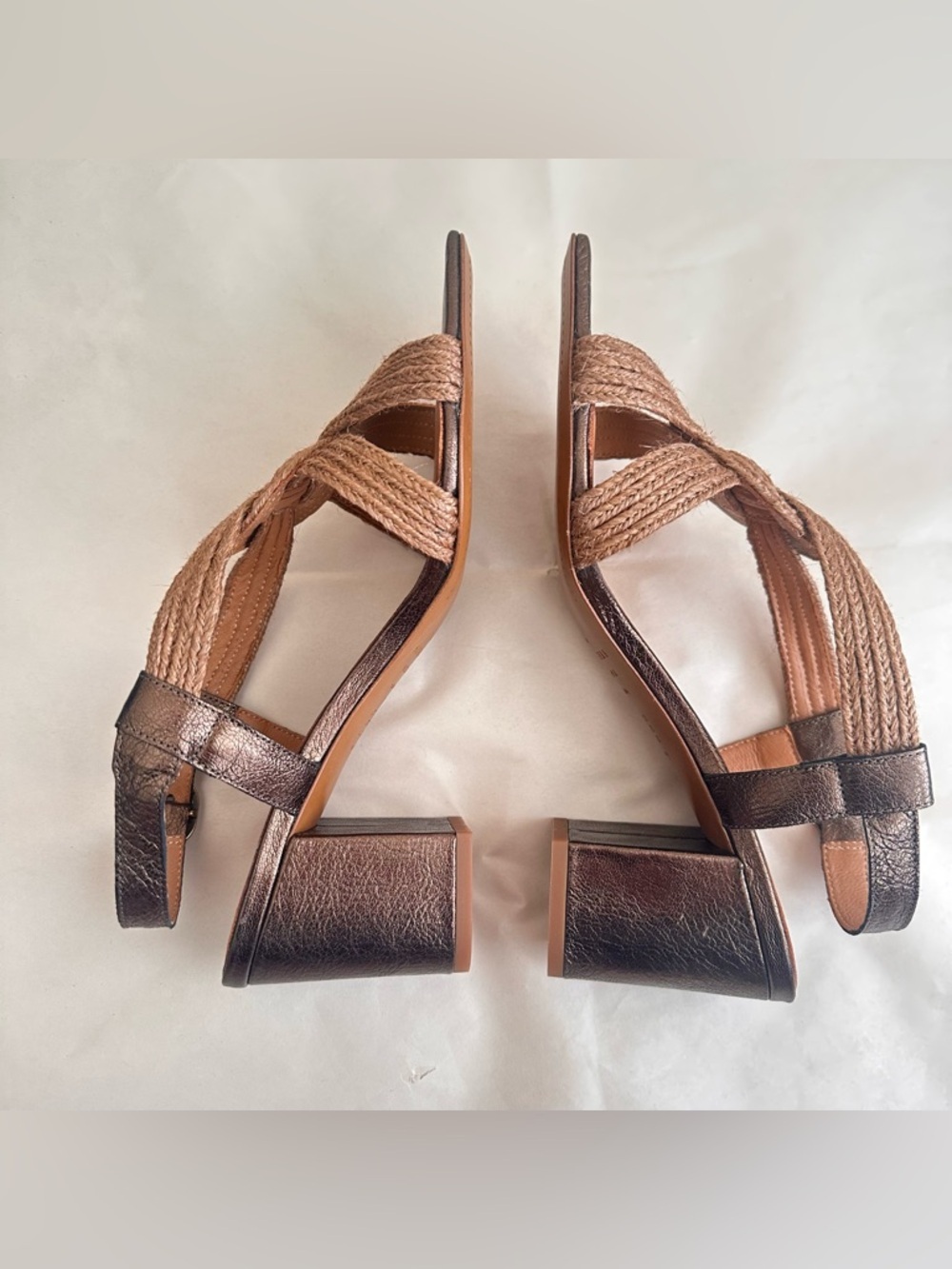 NEW Sezane Zoe Sandals Bronze Women 8 Metallic Leather Rope Knot Box & Dust Bag - Picture 5 of 14